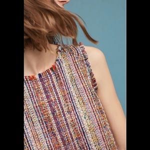 Anthropologie Maeve Sleeveless Fringed Tweed Top